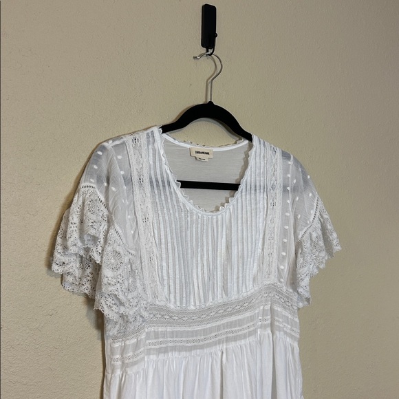 Zadig & Voltaire Roll Cotton White Lace Mini Dress with Pockets Size Small‎ - Picture 6 of 12